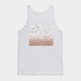 Bold ombre rose gold glitter - white marble Tank Top